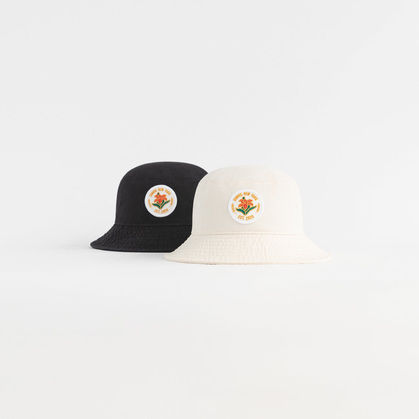 Flower Emblem Bucket Hat - Cream