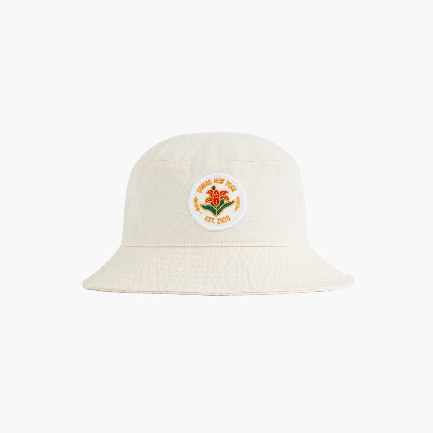 Flower Emblem Bucket Hat - Cream