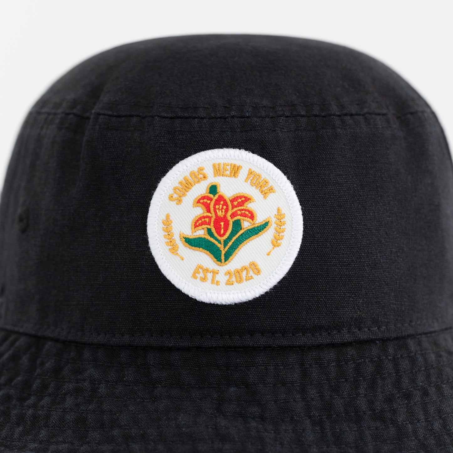 Flower Emblem Bucket Hat - Black